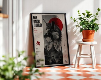 Minimalist Neon Genesis Evangelion Poster - Anime Wall Decor