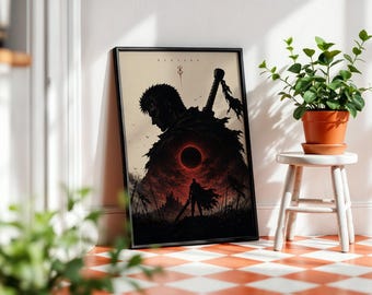 Berserk Guts Anime Poster: Minimalist Manga Art Print
