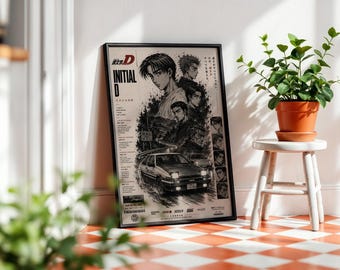 Initial D Anime Poster: Minimalist Manga Art Print