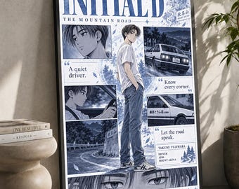 Initial D Anime Poster: Minimalist Manga Art Print