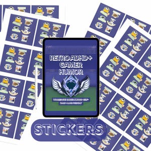 Retro ADHD Gamer Humor Sticker Pack: Printable Mental Health Stickers (PDF Download
