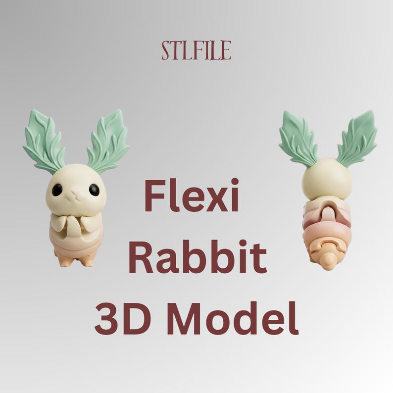 Articulated Bunny 3D Print | Kawaii Rabbit STL File | Flexi Rabbit STL ...