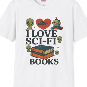 Sci Fi Books Lover Unisex Softstyle T-Shirt, Reading Enthusiast Tee, Geeky Bookworm Shirt, Literary Gift, Nerdy Book Lover Top
