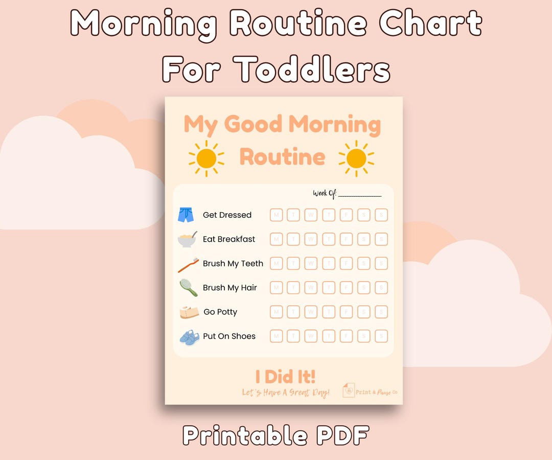 Toddler Morning Routine Chart | Kids Morning Routine Checklist | Visual ...
