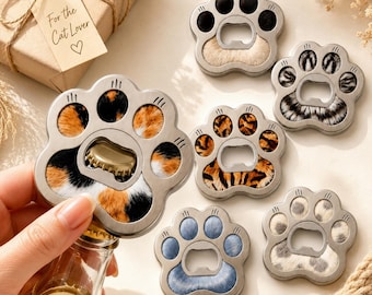 Ouvre-bouteille patte de chat, mignon ouvre-bière en métal, cadeau pour amoureux des chats, outil de bar imprimé animal, accessoire de cuisine, cadeau pour elle ou lui