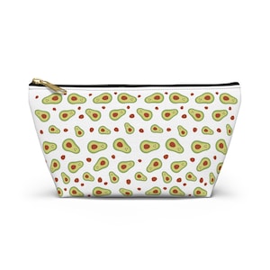Avocado Accessory Pouch w T-bottom, Cute Fruit Design, Zippered Bag for Makeup, Toiletries, Gifts for Food Lovers, Vegan Accessories, Small