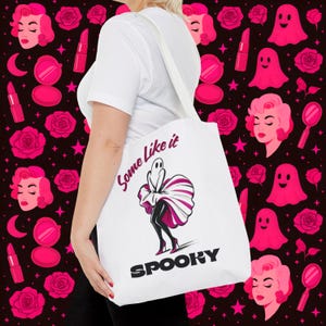 Marilyn Monroe Spooky Tote Bag: Halloween Accessory, Girly Whimsy Ghost Vibes, Some Like it Hot Movie, Gifts for Ghoul Friends image 1