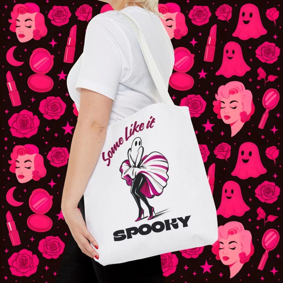 Marilyn Monroe Spooky Tote Bag: Halloween Accessory, Girly Whimsy Ghost Vibes, Some Like it Hot Movie, Gifts for Ghoul Friends