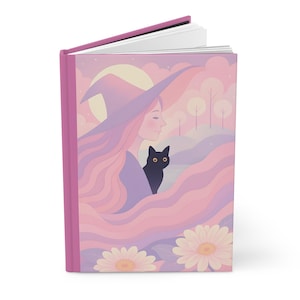 Magical Cat and Witch Journal | Spiritual Manifestation Diary, Boho Aesthetic Notebook, Whimsy Witchy Cat Vibes, Witchcraft Spell Book