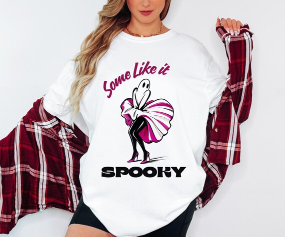 Some Like It Spooky T-Shirt: Marilyn Monroe Halloween Fashion Tee, Girly Ghost Vibe, Gifts for Ghoul Friends, Bombshell Goddess Smash