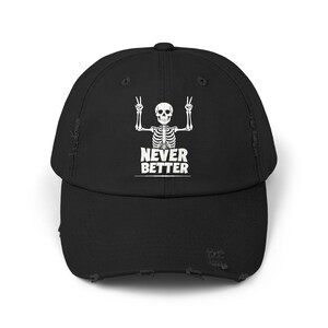 Skeleton Peace Cap: Unisex Distressed Baseball Hat, Casual Fashion, Halloween Costume, Gift for Teens, Trendy Relaxed Accessory