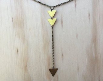 Brass Triangle Lariat Necklace, Geometric Jewelry, Gold Jewelry, Modern Jewelry, Minimalist Jewelry, Dainty Jewelry, Gifts for Her