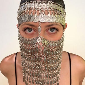 Desert Mirage Face Veil – Statement Festival Mask & Belly Dance Accessory