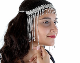 2er-Set Boho Kopfkette – Gold-silberne Stirnkette Mit Pailletten-Anhängern, Ideal Für Hochzeiten, Partys & Festivals