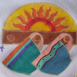 Sunrise Coffee Cups and Rack - Hand Painted