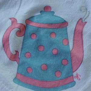 Hand Painted Kitchen Towel - Coffee Pot
