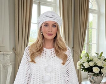Handmade Crochet Cream Beret euro BoHo coquette ZLYC Women Summer Knit Beret Handmade Crochet Cutout  main image 3