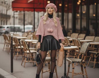 The Heritage Poncho – Dusky Pink | Handmade Crochet Poncho | Luxury Women's Wrap | Artisan Slow Fashion