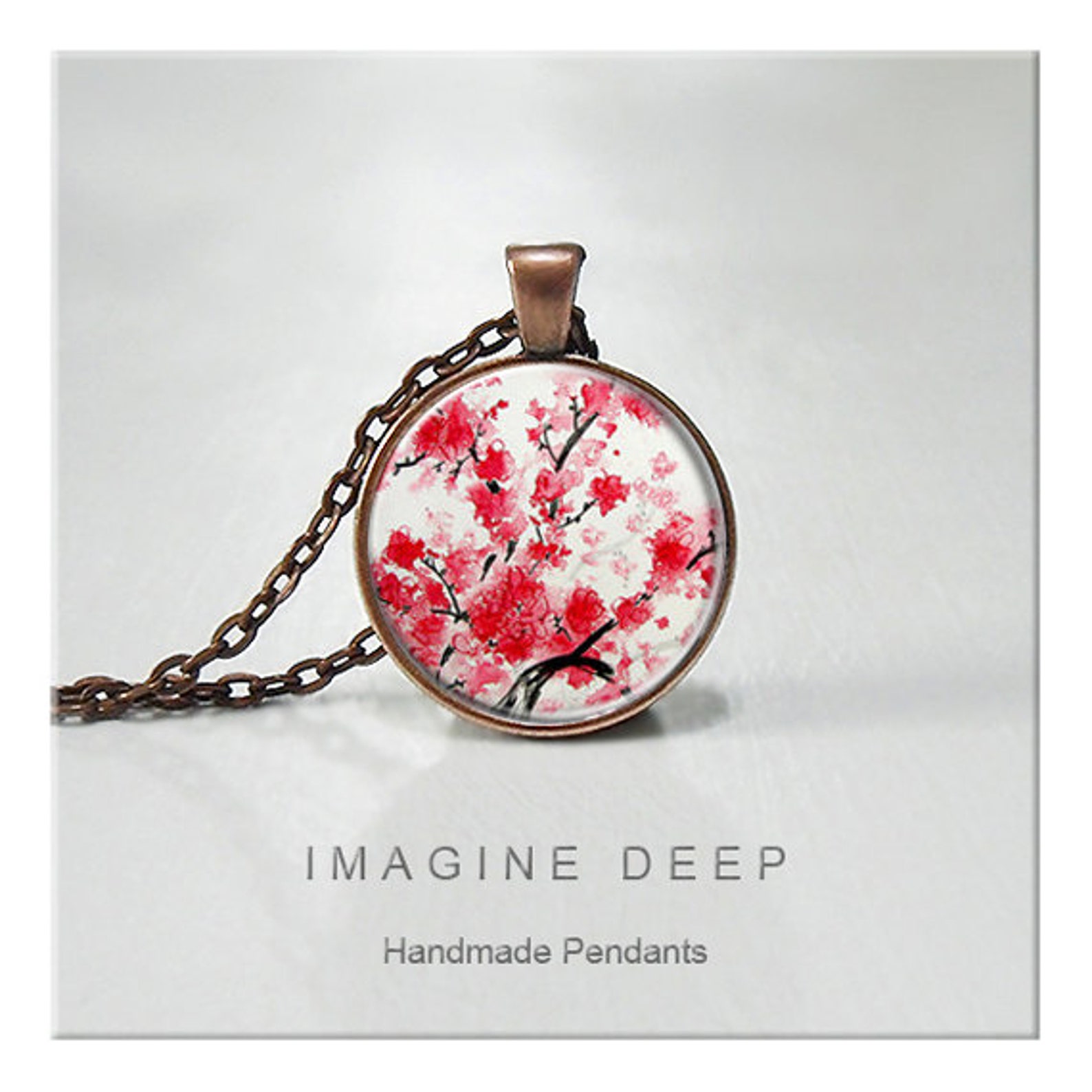 Japanese Cherry Blossom Pendant Necklace Red High Quality Etsy