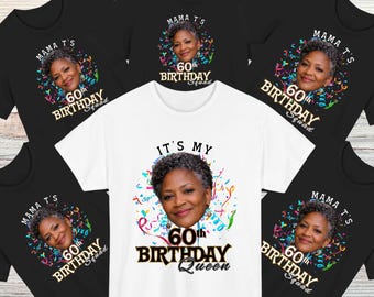Personalized 60th Birthday Photo T-Shirt: Custom Face Party Shirt Matching Group Party tee, 1966 birthday t-shirt, Custom Photo Party top