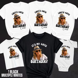 Custom photo face 40th Birthday shirt  fortieth matching group squad family party age tee gift picture Funny photo name 1996 friends bday