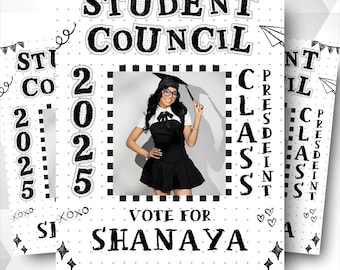 Plantilla de volante de campaña del consejo estudiantil, presidente de clase, campaña escolar, póster de elecciones estudiantiles, presidente de clase, Canva editable