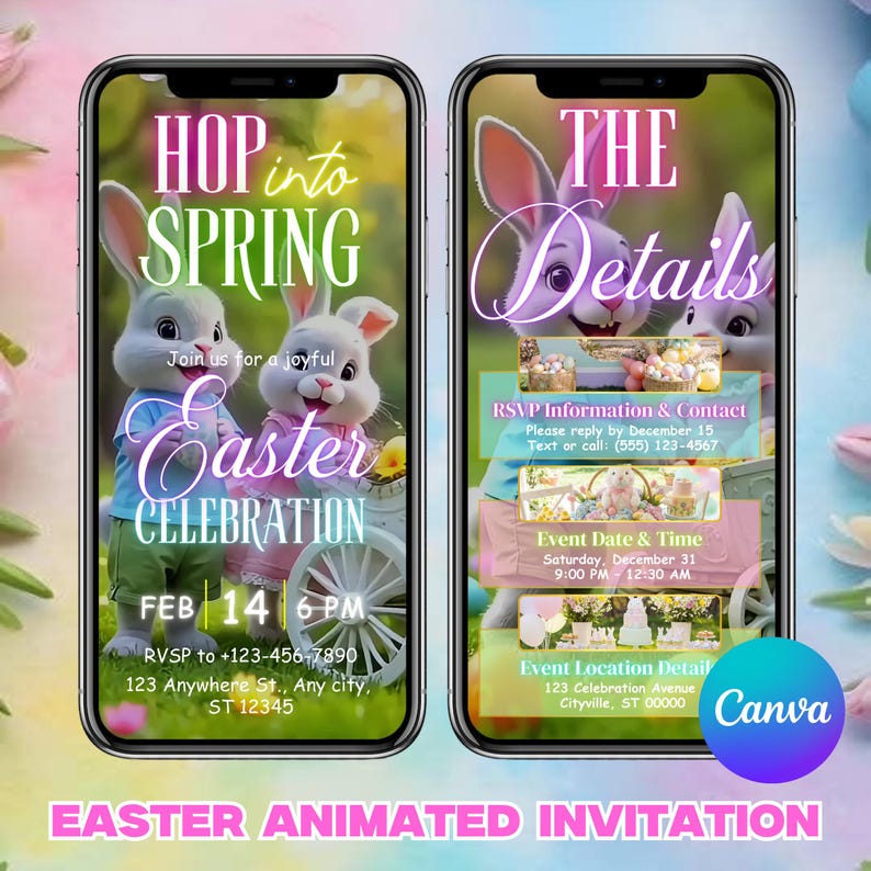 Animated Easter Party Invitation, Easter Egg Hunt Invitation, Bunny ...