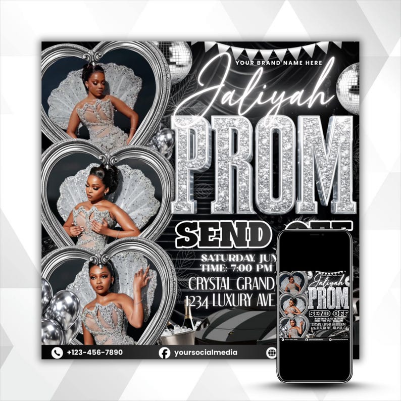 prom celebration, prom king flyer, prom send off flyer, prom event flyer, prom flyer, prom night flyer, prom night party, prom digital flyer, prom flyer theme, prom club flyer, silver prom flyer, prom flyer for boys, prom flyer templates