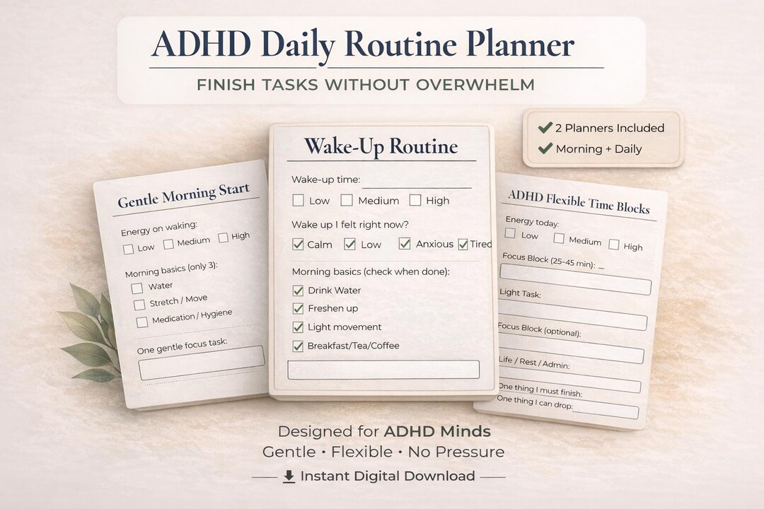 ADHD Routine Planner Bundle Printable PDF, Morning and Daily ...