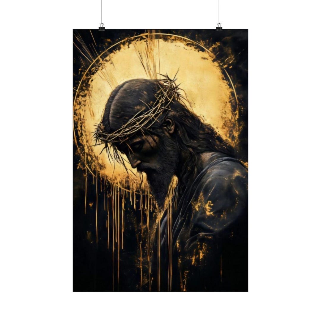 Jesus With Crown of Thorns Matte Vertical Poster | Religious Wall Art ...
