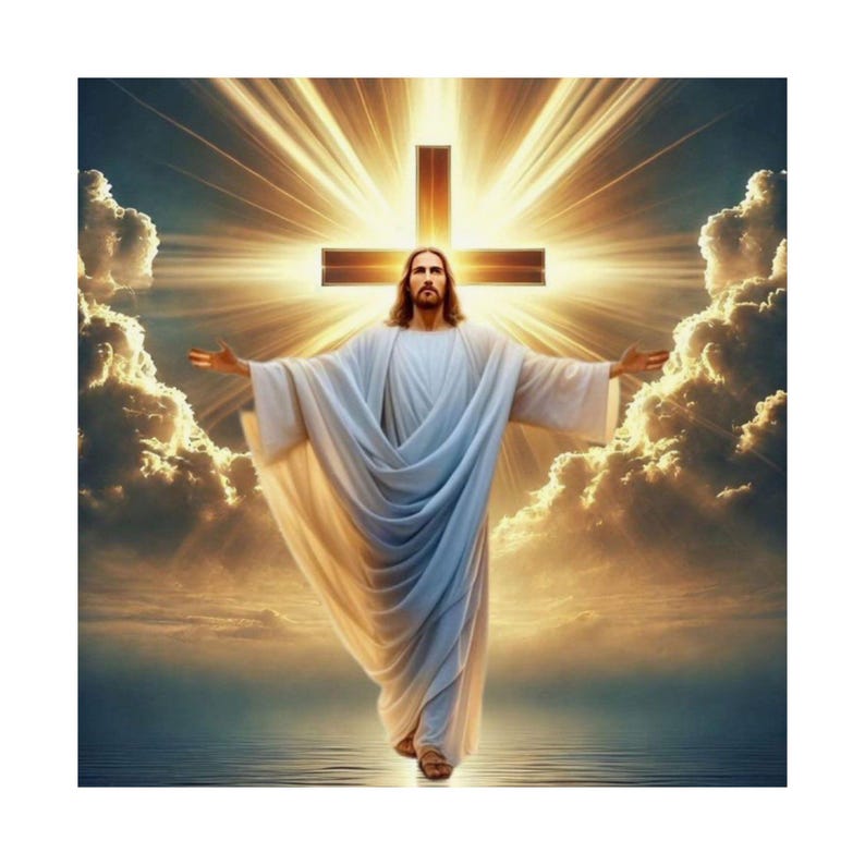 Jesus Rising Cross Poster | Matte Vertical Religious Wall Art - Etsy
