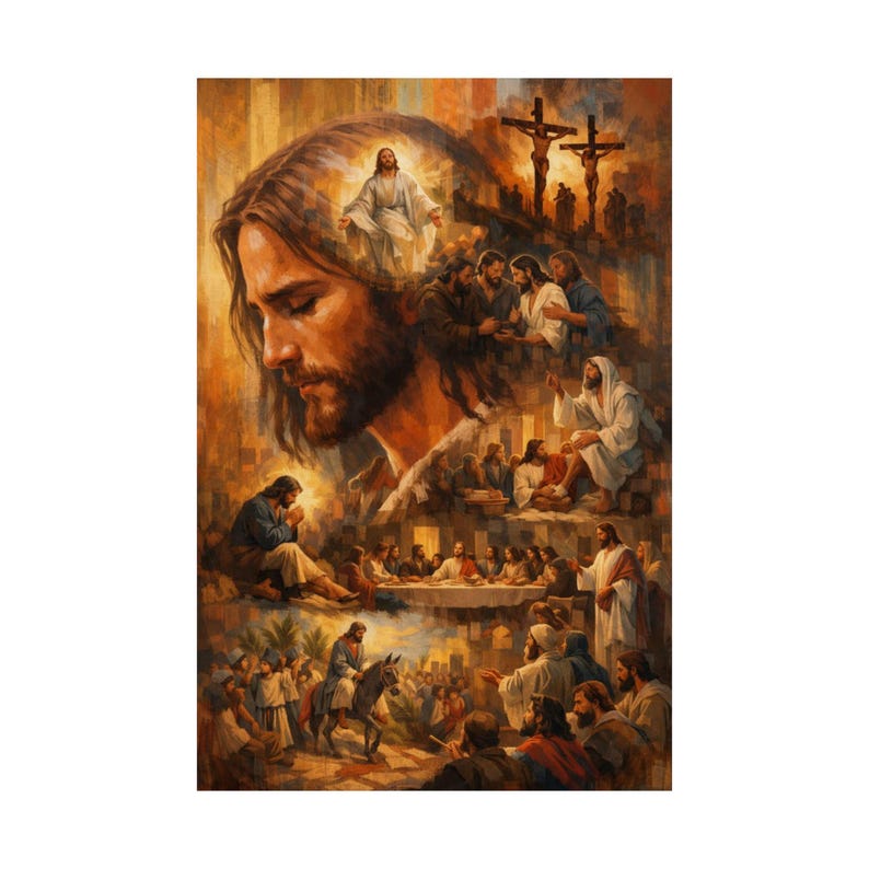 Jesus Scenes Jesus Scenes Matte Vertical Poster | Biblical Collage, Last Supper ...