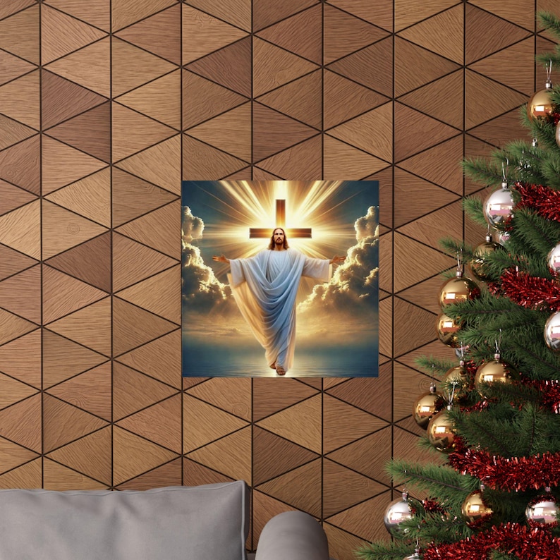 Jesus Rising Cross Jesus Rising Cross Poster | Matte Vertical Religious Wall Art - Etsy