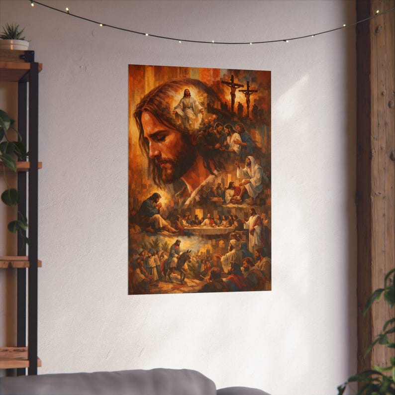 Jesus Scenes Jesus Scenes Matte Vertical Poster | Biblical Collage, Last Supper ...