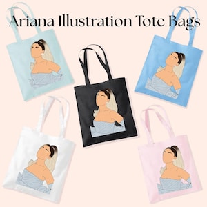Ariana Grande Drawing Tote Bag | Ariana | Tote Bag | Totes | Merch Tote Bag | Celebrity Tote Bag
