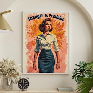 Vintage Strong Woman PNG | Empowering Feminist Clipart | Girl Power Digital Download | Boss Lady Graphic | Retro Female Silhouette Art