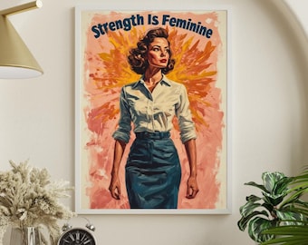 Vintage Strong Woman PNG: Feminist Clipart, Girl Power (Digital Download A4/A3