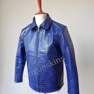 Blue Crocodile Leather Jacket - Etsy
