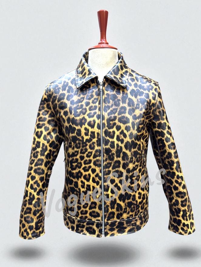 Leopard Print Leather Jacket - Etsy