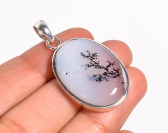 Dendritic Opal Pendant, Dendritic Opal Jewelry, Dendritic Opal Necklace, 925 Silver Sterling Pendant, Gemstone Pendant, Handmade Jewelry