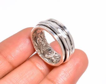 Anxiety Ring Fidget Spinner Ring Handmade Ring Thumb Ring 925 Sterling Silver Spinner Ring Silver Band Ring Fidget Ring Design Spinner Ring