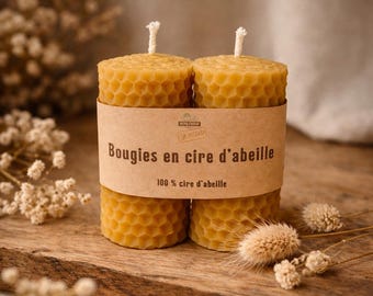 2 beeswax candles • pillar candles • natural candles • table decoration candles • small thank you gift