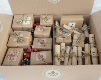 French Advent Calendar, Personalized, 24 Days, Handmade in France with French Gifts in a French Country and Chateaucore Style