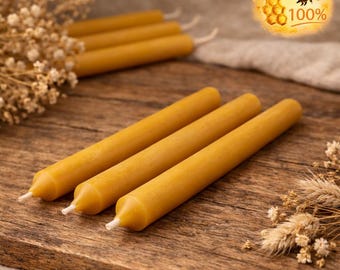 Beeswax Taper Candle Set – Beeswax Table Candles 17.5 cm | Hand-poured Natural Table Candles | Honey Candles | Table Decoration Candles