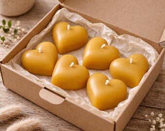 Herz Kerzen Set aus reinem Bienenwachs | handgemachte Kerzen | romantisches Geschenk | kleines nachhaltiges Geschenk | Achtsamkeit Geschenk