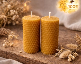 Beeswax candle set – hand-poured pillar candles made from pure beeswax | small gift & thank you present | gift ideas from France