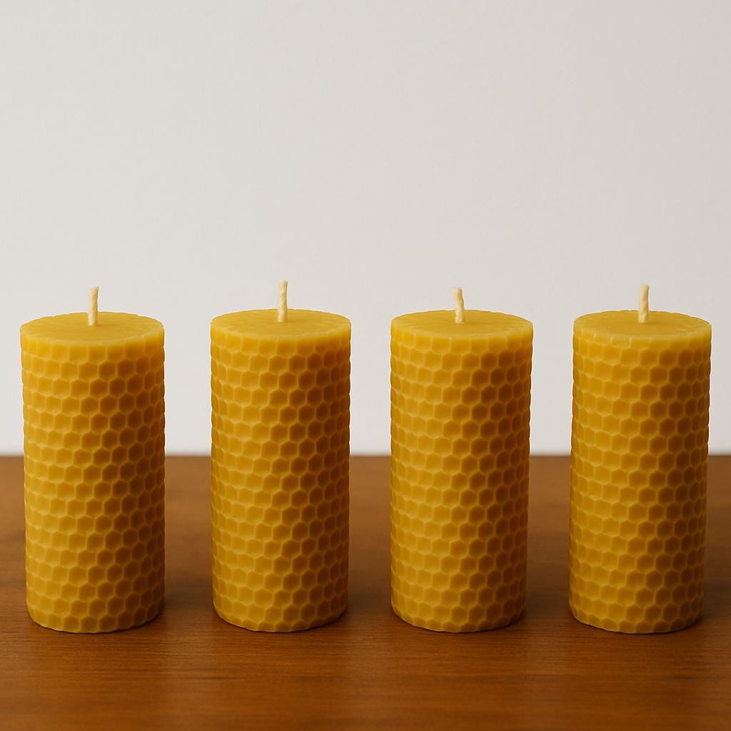 10 Candele Sottili In Pura Cera D'Api 16 Cm X 5 Mm – Diveevo – Fiamma Gialla