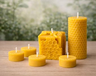 Beeswax candle set – hand-poured candles & tea lights | Housewarming gift | Sustainable gift ideas from France