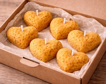 Bienenwachskerzen | Herzkerzen mit floralem Muster | romantisches Geschenk | handgemachte Kerzen | kleines nachhaltiges Geschenk