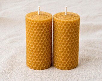 Beeswax candle set – hand-poured pillar candles made from pure beeswax | small gift & thank you present | gift ideas from France